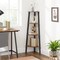 4-Tier Open Corner Stand with Vintage Wood Shelves Decorative Storage for Home or Office